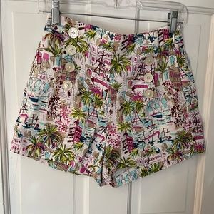 J Crew  button front scenic linen blend shorts - size 0 - 4” - with tags